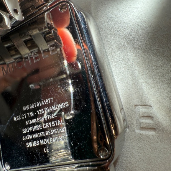 Super Rare Michele Large Deco Diamond Grey Mosaic Watch MW06T01A1977 - Picture 8 of 11